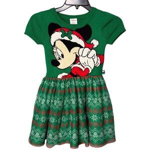 Disney Mickey Mouse Tutu Dress Christmas Green Red Knitted Size 6-6X Disneyland